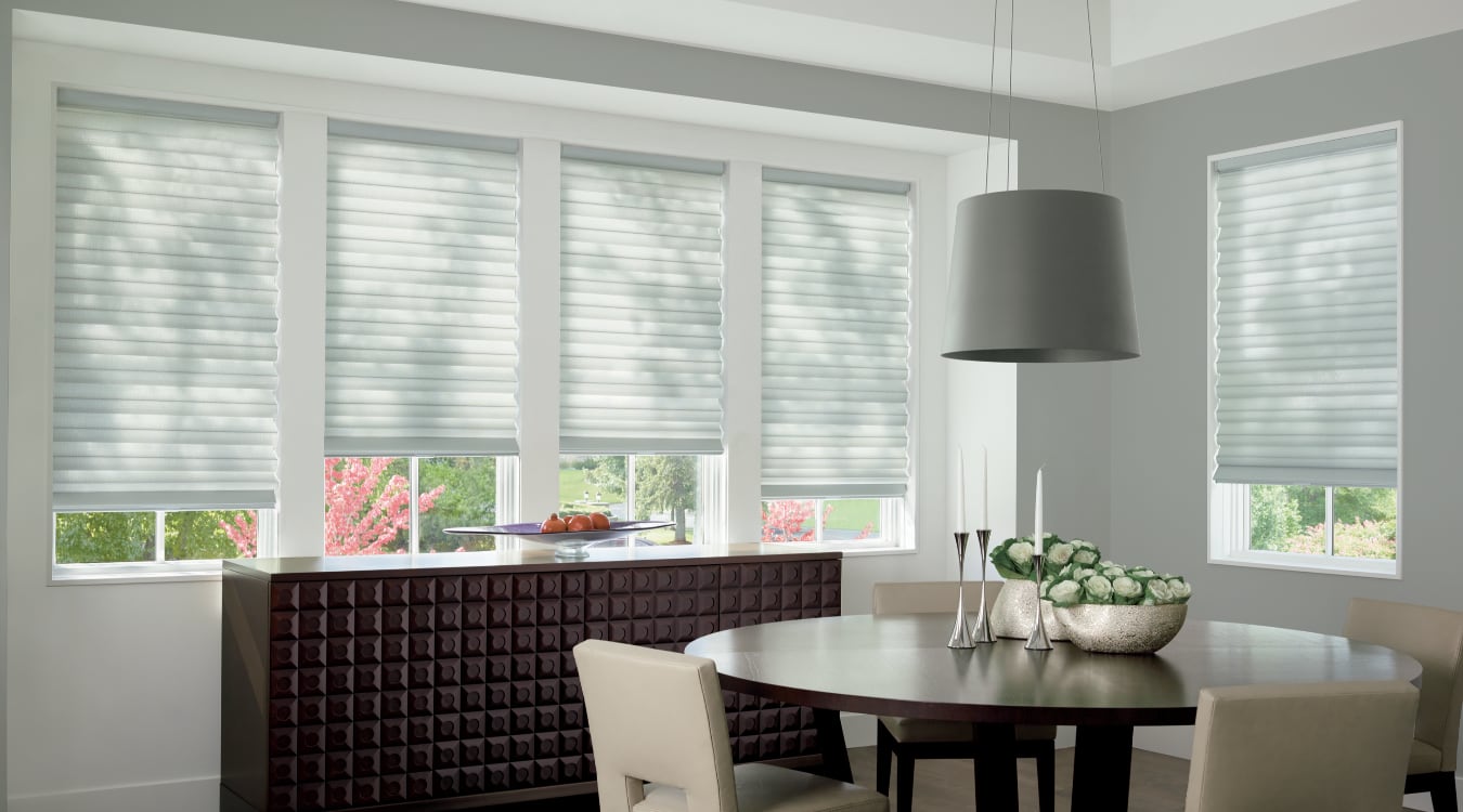 Cordless motorized shades in a Fort Myers dining room